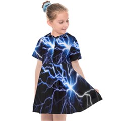 Blue Thunder Colorful Lightning Graphic Impression Kids  Sailor Dress by picsaspassion