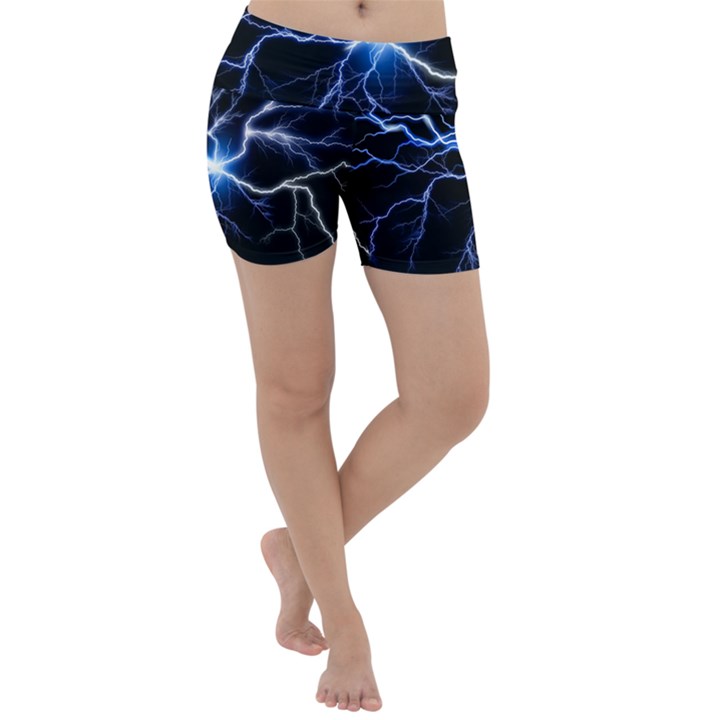 Blue Thunder Colorful Lightning graphic impression Lightweight Velour Yoga Shorts