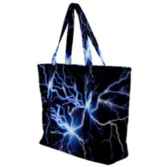 Blue Thunder Colorful Lightning Graphic Impression Zip Up Canvas Bag by picsaspassion