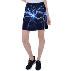 Blue Thunder Colorful Lightning Graphic Impression Tennis Skirt by picsaspassion