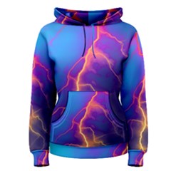 Blue Lightning Colorful Digital Art Women s Pullover Hoodie by picsaspassion