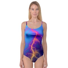 Blue Lightning Colorful Digital Art Camisole Leotard  by picsaspassion