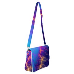 Blue Lightning Colorful Digital Art Shoulder Bag With Back Zipper by picsaspassion