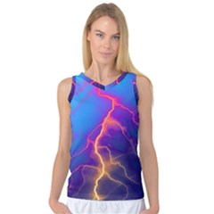 Blue Lightning Colorful Digital Art Women s Basketball Tank Top by picsaspassion