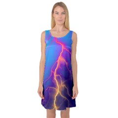 Blue Lightning Colorful Digital Art Sleeveless Satin Nightdress by picsaspassion