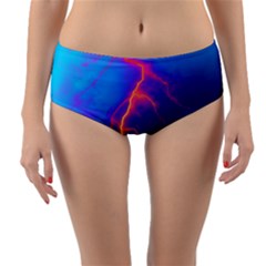 Blue Lightning Colorful Digital Art Reversible Mid-waist Bikini Bottoms by picsaspassion