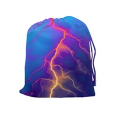 Blue Lightning Colorful Digital Art Drawstring Pouch (xl) by picsaspassion