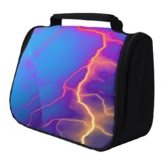 Blue Lightning Colorful Digital Art Full Print Travel Pouch (small) by picsaspassion