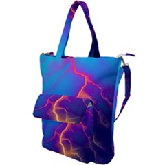 Blue Lightning Colorful Digital Art Shoulder Tote Bag by picsaspassion