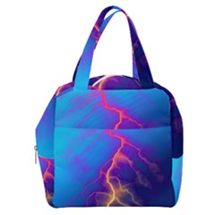 Blue Lightning Colorful Digital Art Boxy Hand Bag by picsaspassion