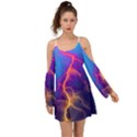 Blue Lightning colorful digital art Kimono Sleeves Boho Dress View1