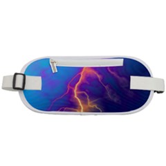 Blue Lightning Colorful Digital Art Rounded Waist Pouch by picsaspassion