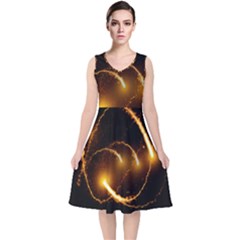 Flying Comets In The Cosmos V-neck Midi Sleeveless Dress 