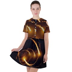 Flying Comets In The Cosmos Short Sleeve Shoulder Cut Out Dress 