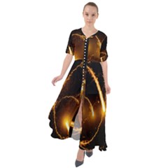 Flying Comets In The Cosmos Waist Tie Boho Maxi Dress