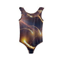 Flying Comets And Light Rays, Digital Art Kids  Frill Swimsuit
