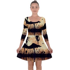 Cute Little Dancing Fairy In The Night Quarter Sleeve Skater Dress by FantasyWorld7