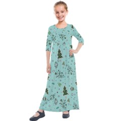 Midnight Tree Farm Kids  Quarter Sleeve Maxi Dress by bohojosartulfashion