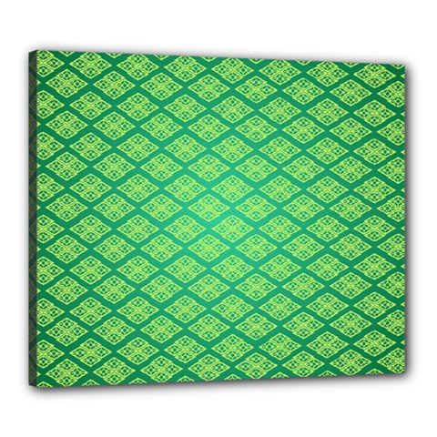 Pattern Texture Geometric Green Canvas 24  X 20  (stretched) by Mariart