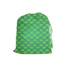 Pattern Texture Geometric Green Drawstring Pouch (large)