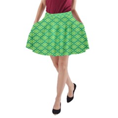 Pattern Texture Geometric Green A-line Pocket Skirt by Mariart