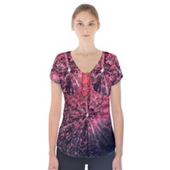 Abstract Background Wallpaper Short Sleeve Front Detail Top