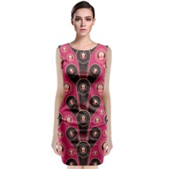 Background Abstract Pattern Sleeveless Velvet Midi Dress