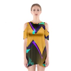 Geometric Gradient Psychedelic Shoulder Cutout One Piece Dress