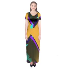 Geometric Gradient Psychedelic Short Sleeve Maxi Dress