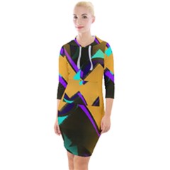 Geometric Gradient Psychedelic Quarter Sleeve Hood Bodycon Dress by HermanTelo