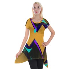 Geometric Gradient Psychedelic Short Sleeve Side Drop Tunic by HermanTelo