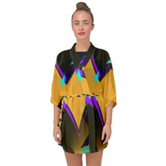 Geometric Gradient Psychedelic Half Sleeve Chiffon Kimono