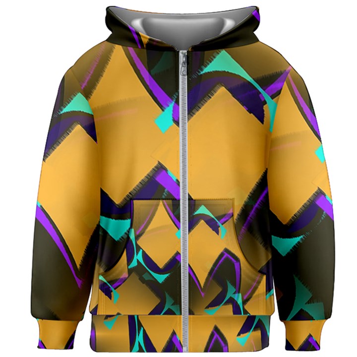 Geometric Gradient Psychedelic Kids  Zipper Hoodie Without Drawstring