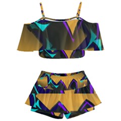 Geometric Gradient Psychedelic Kids  Off Shoulder Skirt Bikini