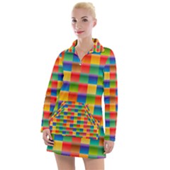 Background Colorful Abstract Women s Long Sleeve Casual Dress