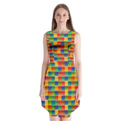 Background Colorful Abstract Sleeveless Chiffon Dress  