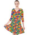 Background Colorful Abstract Quarter Sleeve Front Wrap Dress View1