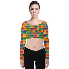 Background Colorful Abstract Velvet Long Sleeve Crop Top