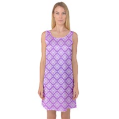 Pattern Texture Geometric Purple Sleeveless Satin Nightdress