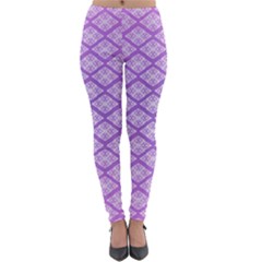 Pattern Texture Geometric Purple Lightweight Velour Leggings