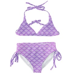 Pattern Texture Geometric Purple Kids  Classic Bikini Set
