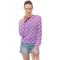 Pattern Texture Geometric Purple Banded Bottom Chiffon Top