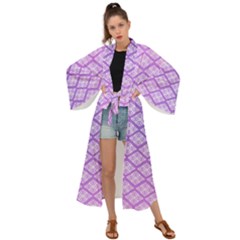 Pattern Texture Geometric Purple Maxi Kimono by Mariart