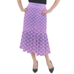 Pattern Texture Geometric Purple Midi Mermaid Skirt