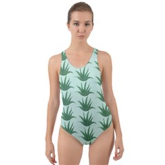 Aloe Plants Pattern Scrapbook Cut-out Back One Piece Swimsuit