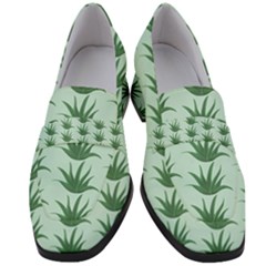 Aloe Plants Pattern Scrapbook Women s Chunky Heel Loafers