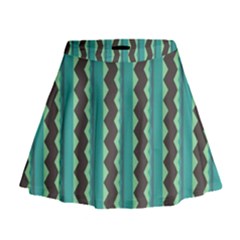 Background Chevron Blue Mini Flare Skirt