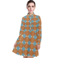 Pattern Brown Triangle Long Sleeve Chiffon Shirt Dress by HermanTelo