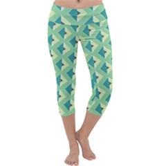 Background Chevron Green Capri Yoga Leggings by HermanTelo