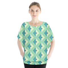 Background Chevron Green Batwing Chiffon Blouse